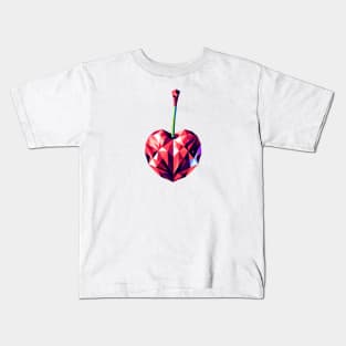 Geometric Cherry Delight: Vibrant Polygon Art Kids T-Shirt